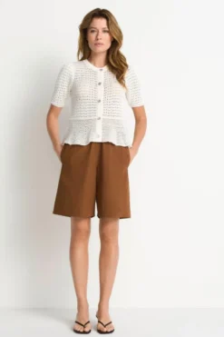 Ajour-Cardigan mit Peplum