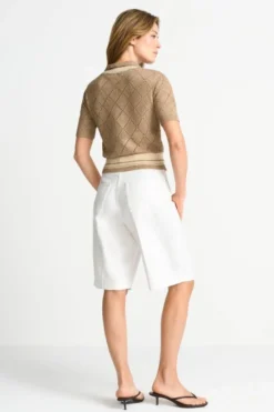 Ajour-Cardigan mit Polokragen