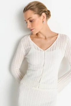 Ajour-Strickjacke mit Knöpfen