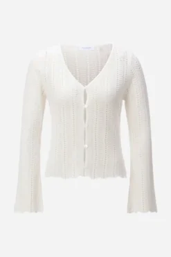 Ajour-Strickjacke mit Knöpfen