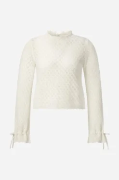 Ajour-Strickpullover mit Stehkragen
