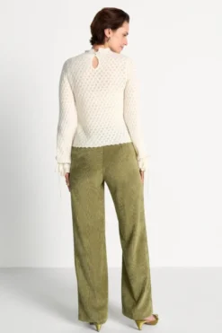 Ajour-Strickpullover mit Stehkragen