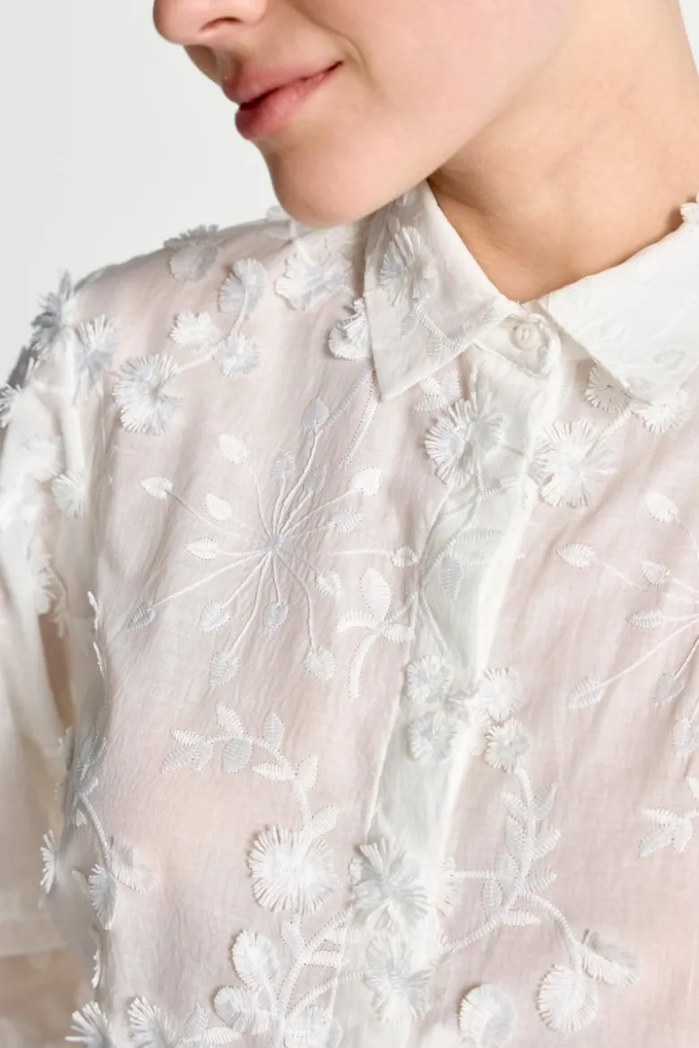 Baumwollbluse mit 3D-Stickerei