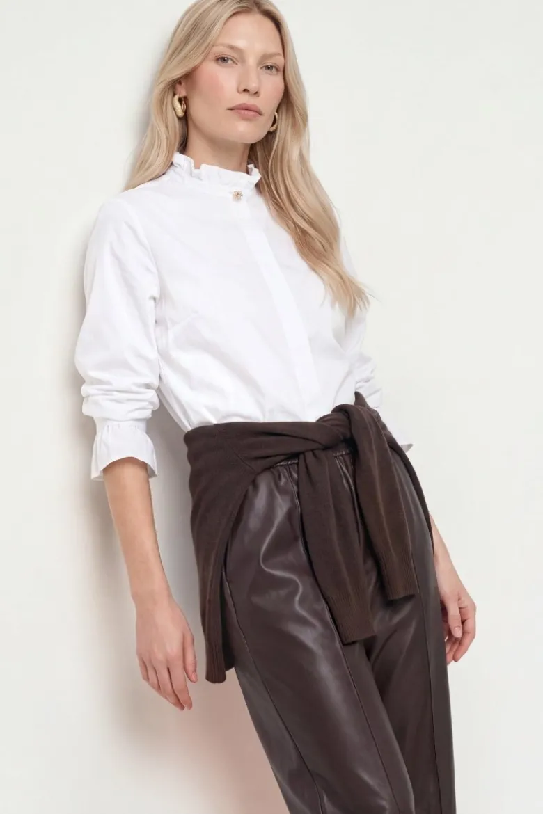 Baumwollbluse mit Rüschenkragen