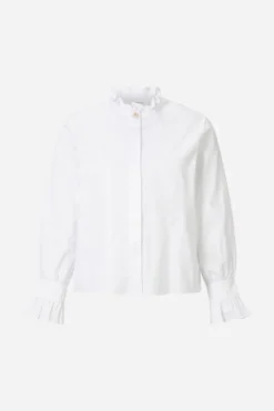 Baumwollbluse mit Rüschenkragen