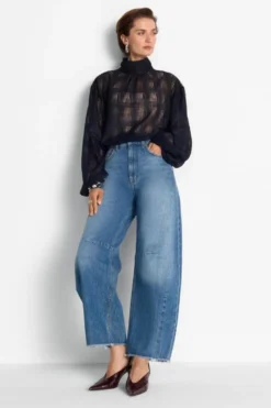 Baumwolljeans mit Fransensaum