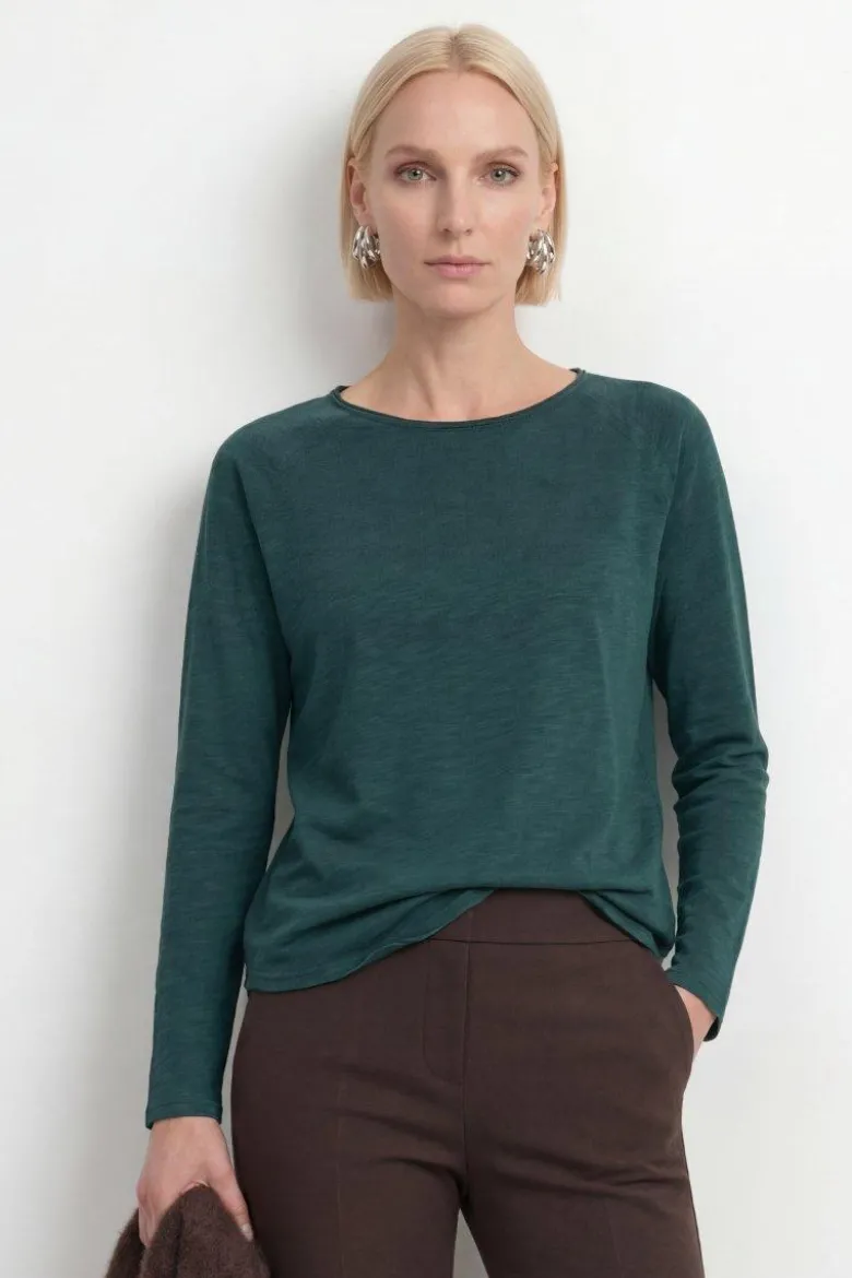 Baumwoll-Longsleeve mit Raglanärmeln