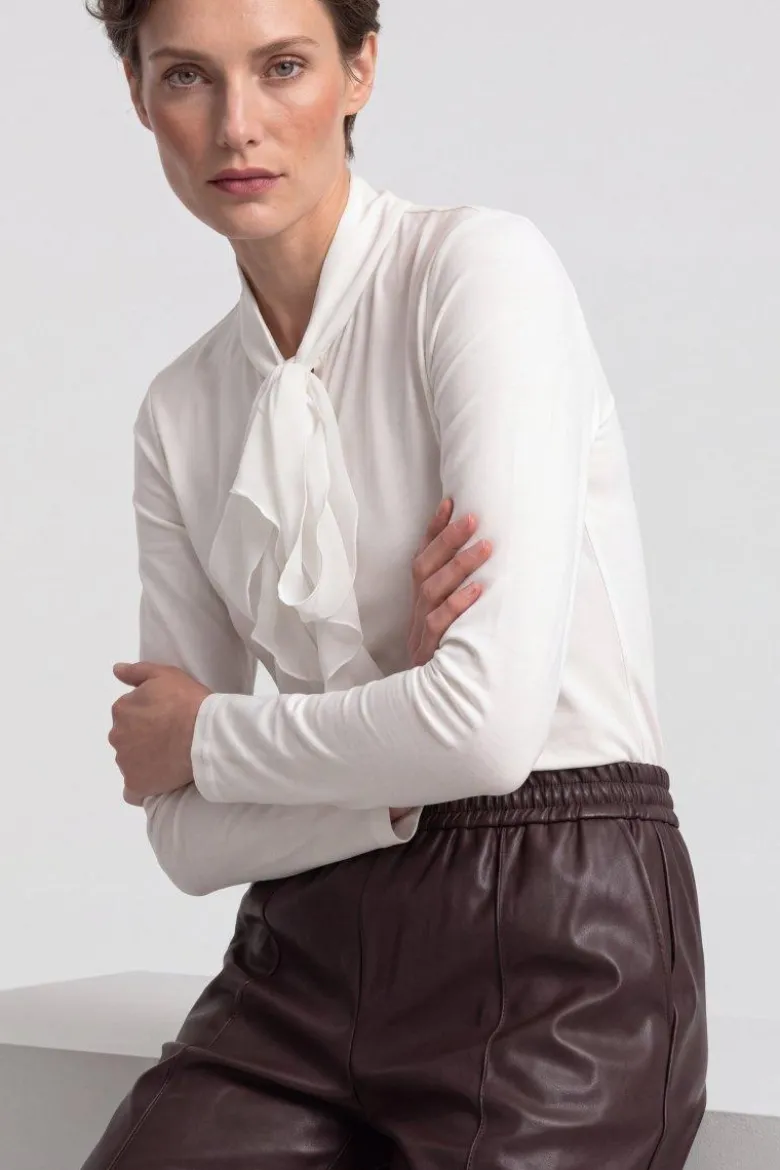 Baumwoll-Longsleeve mit Rüschendetail
