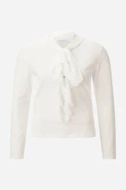 Baumwoll-Longsleeve mit Rüschendetail