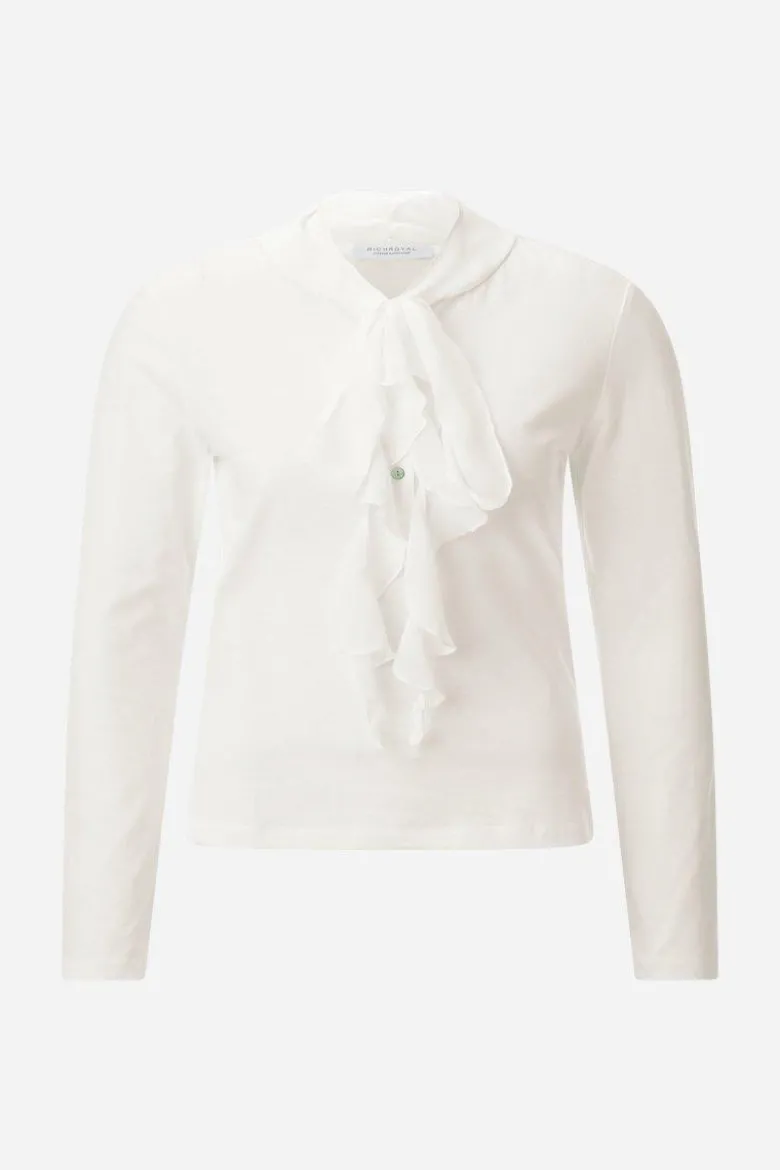 Baumwoll-Longsleeve mit Rüschendetail
