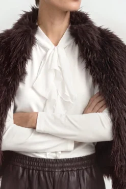 Baumwoll-Longsleeve mit Rüschendetail