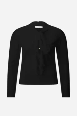 Baumwoll-Longsleeve mit Rüschendetail