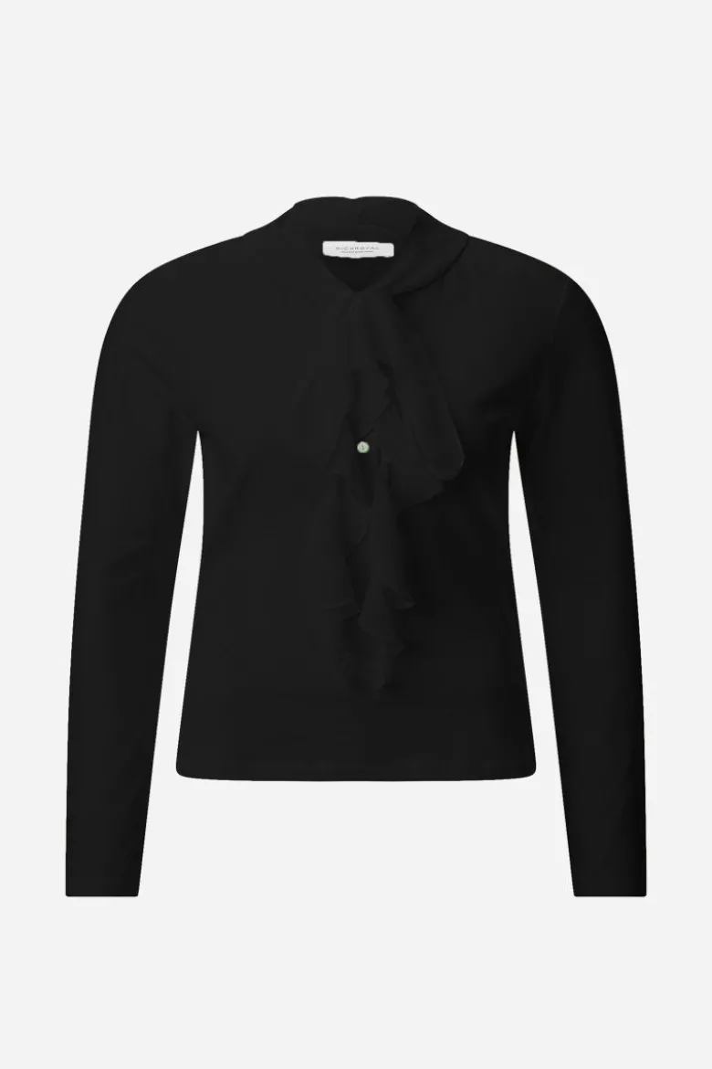 Baumwoll-Longsleeve mit Rüschendetail
