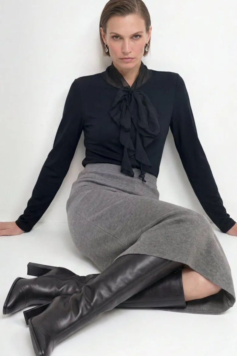 Baumwoll-Longsleeve mit Rüschendetail