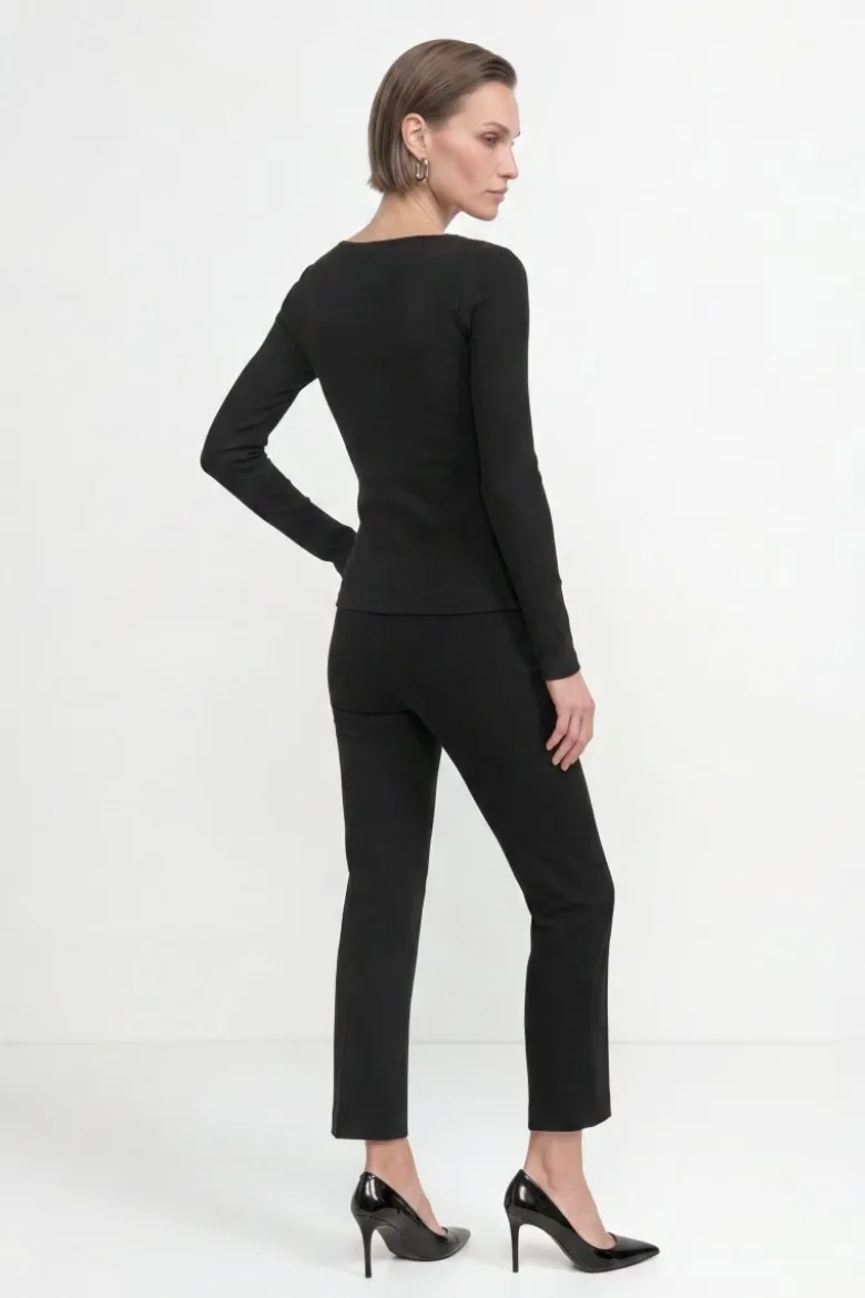 Baumwoll-Longsleeve mit Spitzenbesatz