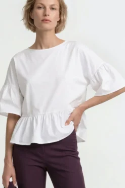 Baumwoll-Shirt mit Schößchen