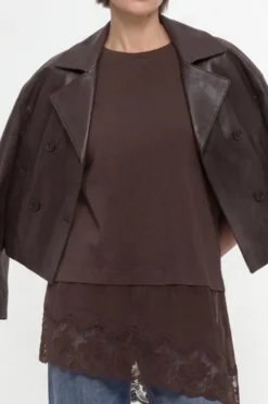 Baumwollshirt mit Spitzensaum