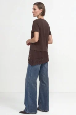 Baumwollshirt mit Spitzensaum