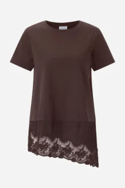 Baumwollshirt mit Spitzensaum