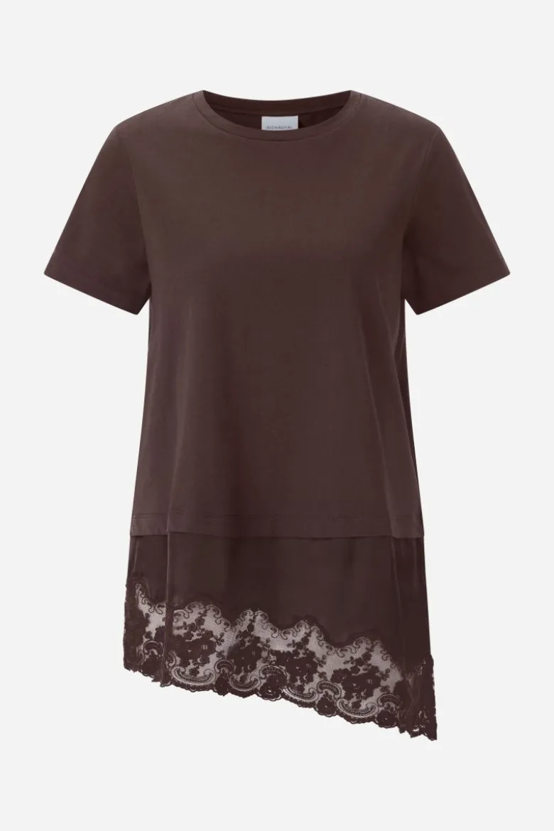 Baumwollshirt mit Spitzensaum