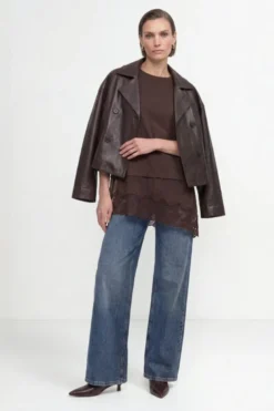 Baumwollshirt mit Spitzensaum