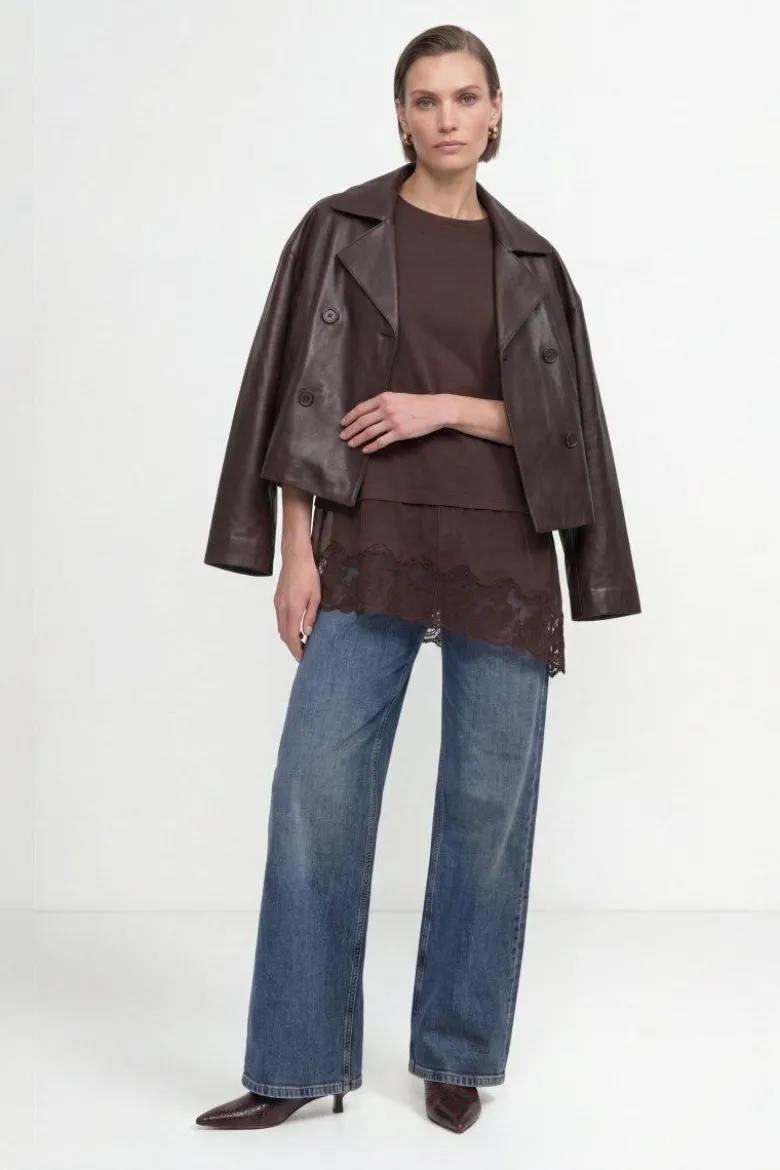 Baumwollshirt mit Spitzensaum