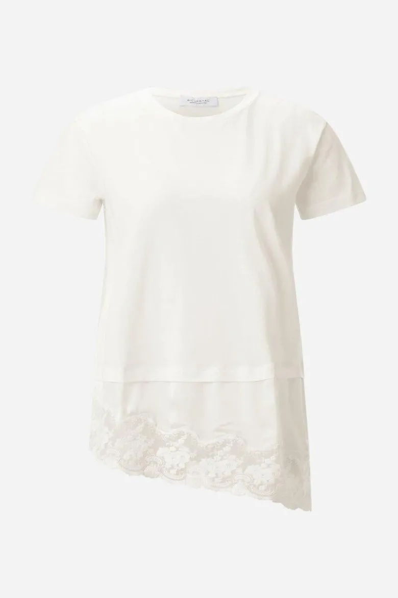 Baumwollshirt mit Spitzensaum