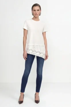 Baumwollshirt mit Spitzensaum