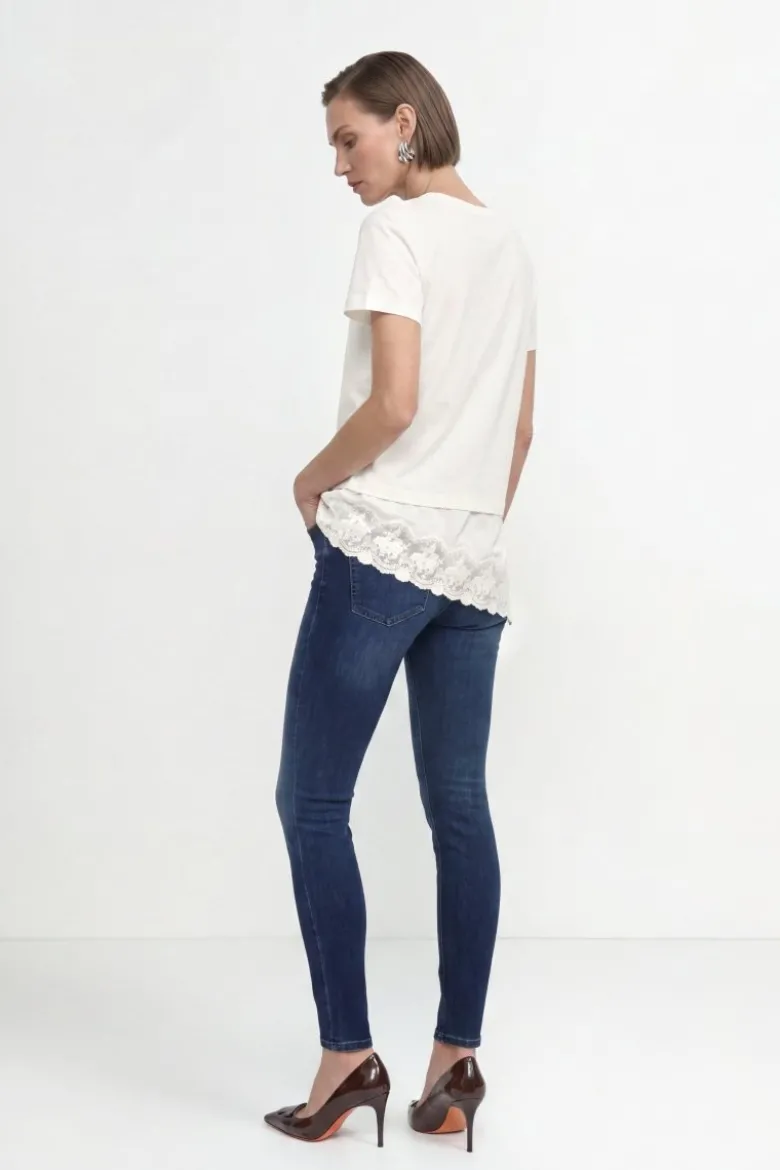 Baumwollshirt mit Spitzensaum