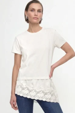Baumwollshirt mit Spitzensaum