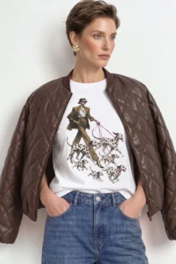 Baumwoll-T-Shirt mit Modeillustration