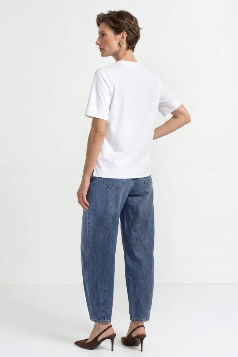 Baumwoll-T-Shirt mit Modeillustration
