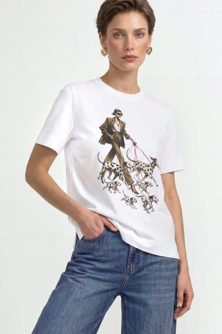 Baumwoll-T-Shirt mit Modeillustration