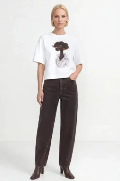 Baumwoll-T-Shirt mit Modeillustration