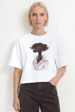 Baumwoll-T-Shirt mit Modeillustration