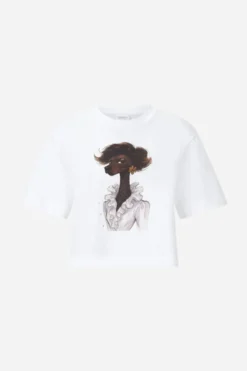Baumwoll-T-Shirt mit Modeillustration