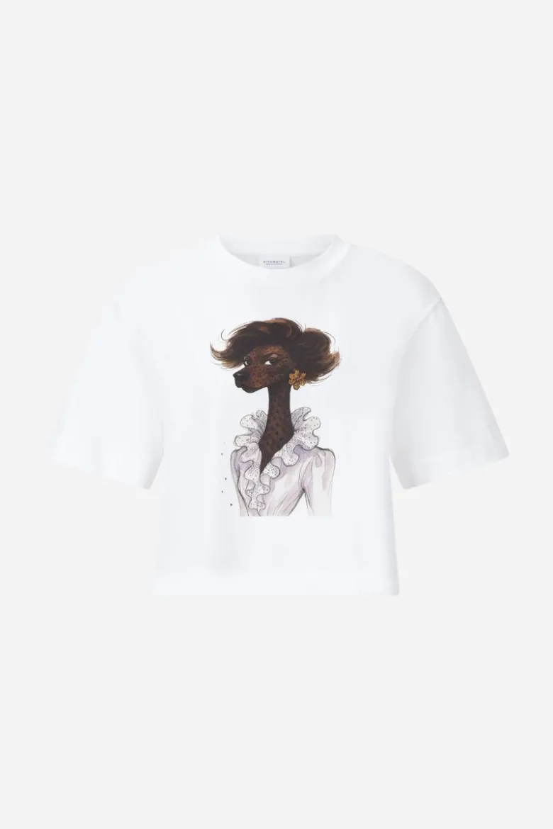 Baumwoll-T-Shirt mit Modeillustration