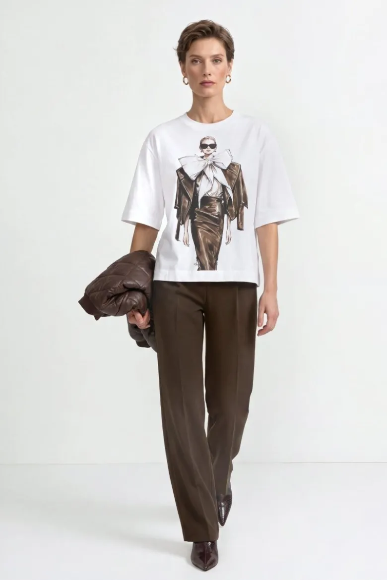 Baumwoll-T-Shirt mit Motiv-Print