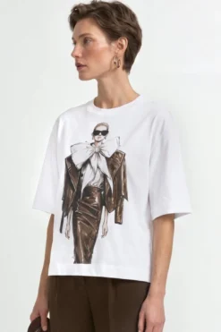 Baumwoll-T-Shirt mit Motiv-Print