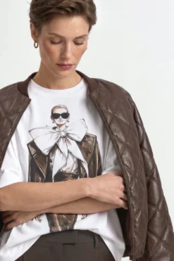 Baumwoll-T-Shirt mit Motiv-Print