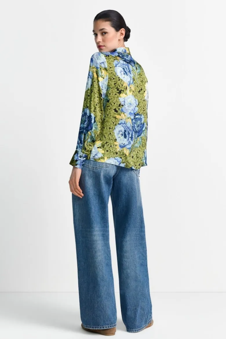 Bluse mit Pfingstrosenprint