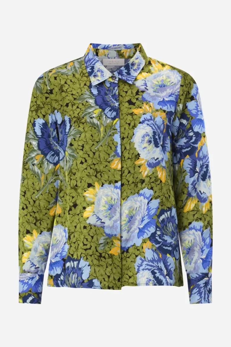 Bluse mit Pfingstrosenprint