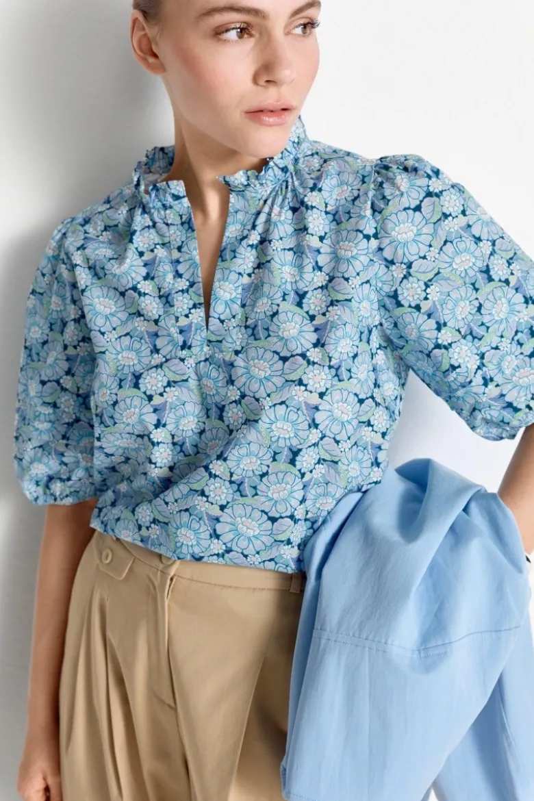 Bluse mit Rüschenkragen - Made with Liberty Fabric