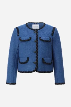 Bouclé-Blazer mit Zierborten
