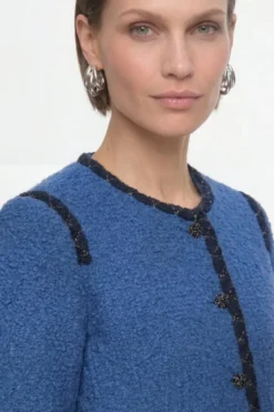 Bouclé-Blazer mit Zierborten