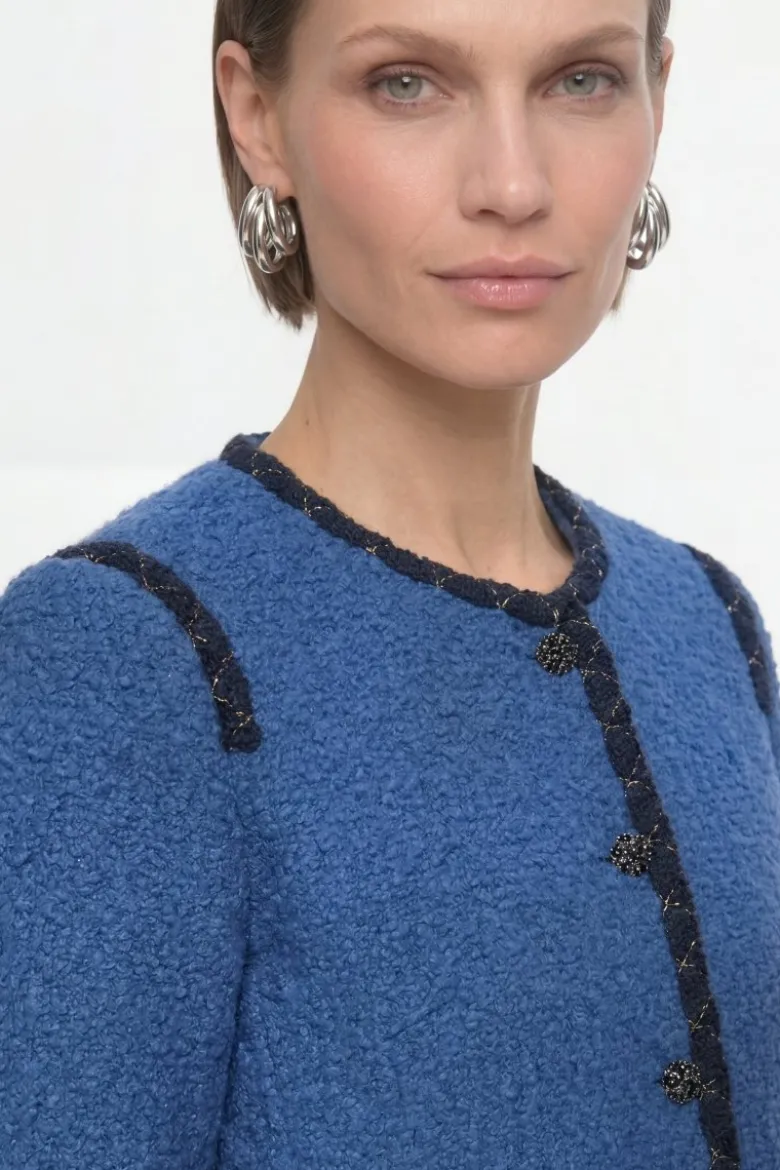 Bouclé-Blazer mit Zierborten