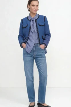 Bouclé-Blazer mit Zierborten