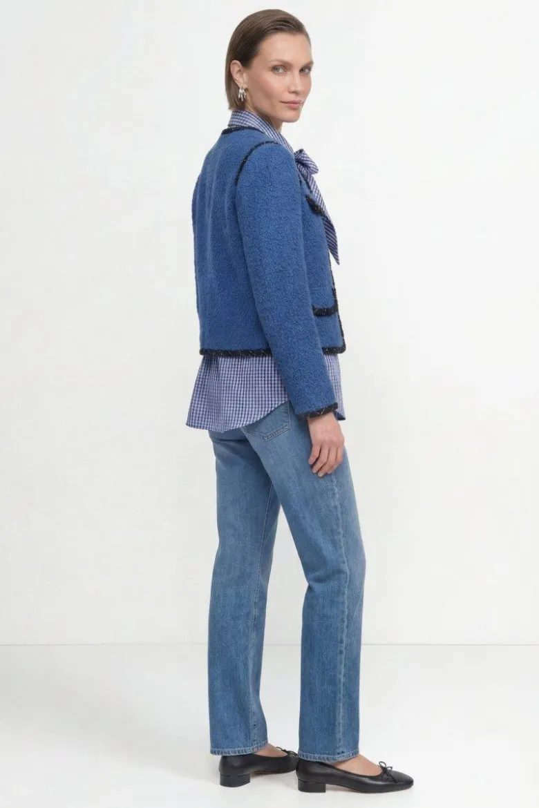 Bouclé-Blazer mit Zierborten