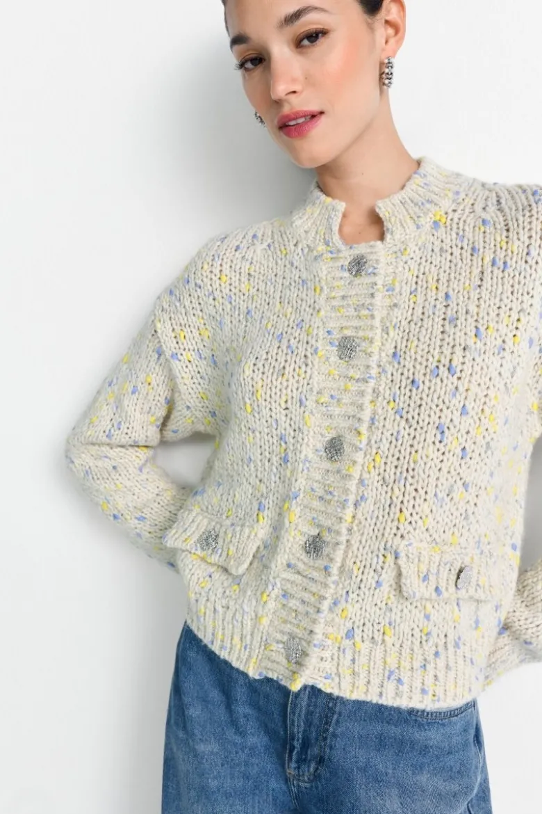 Bouclé-Cardigan mit Knöpfen
