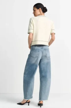 Bouclé-Cardigan mit Kontrastnähten